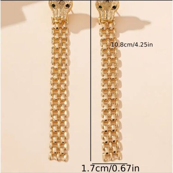 Leopard Gold Plated Dangle Earrings - Picture 6 of 6